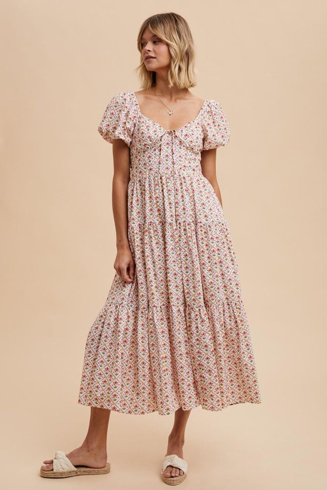 Coral Poppy Cotton Floral Sweetheart Maxi Dress sold by Pinkblush product image thumbnail 2