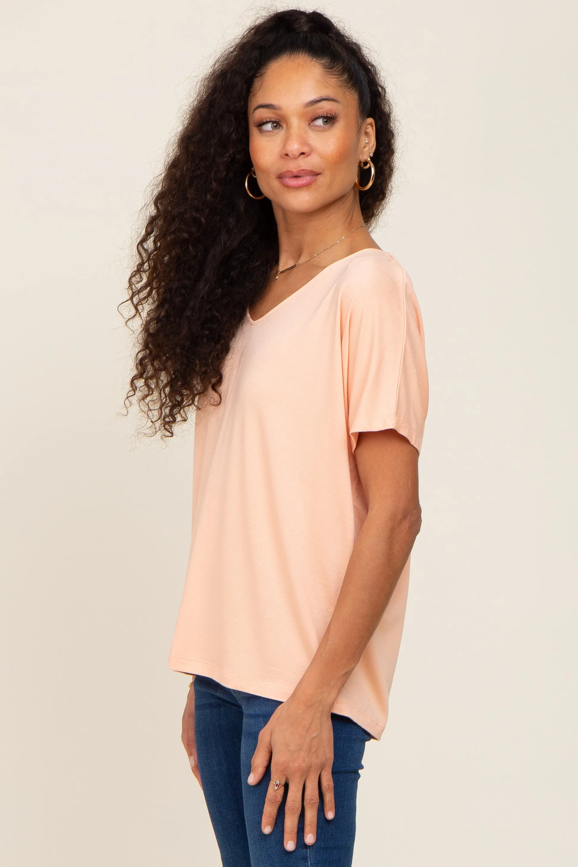 Peach V-Neck Dolman Sleeve Top sold by Pinkblush product image thumbnail 2