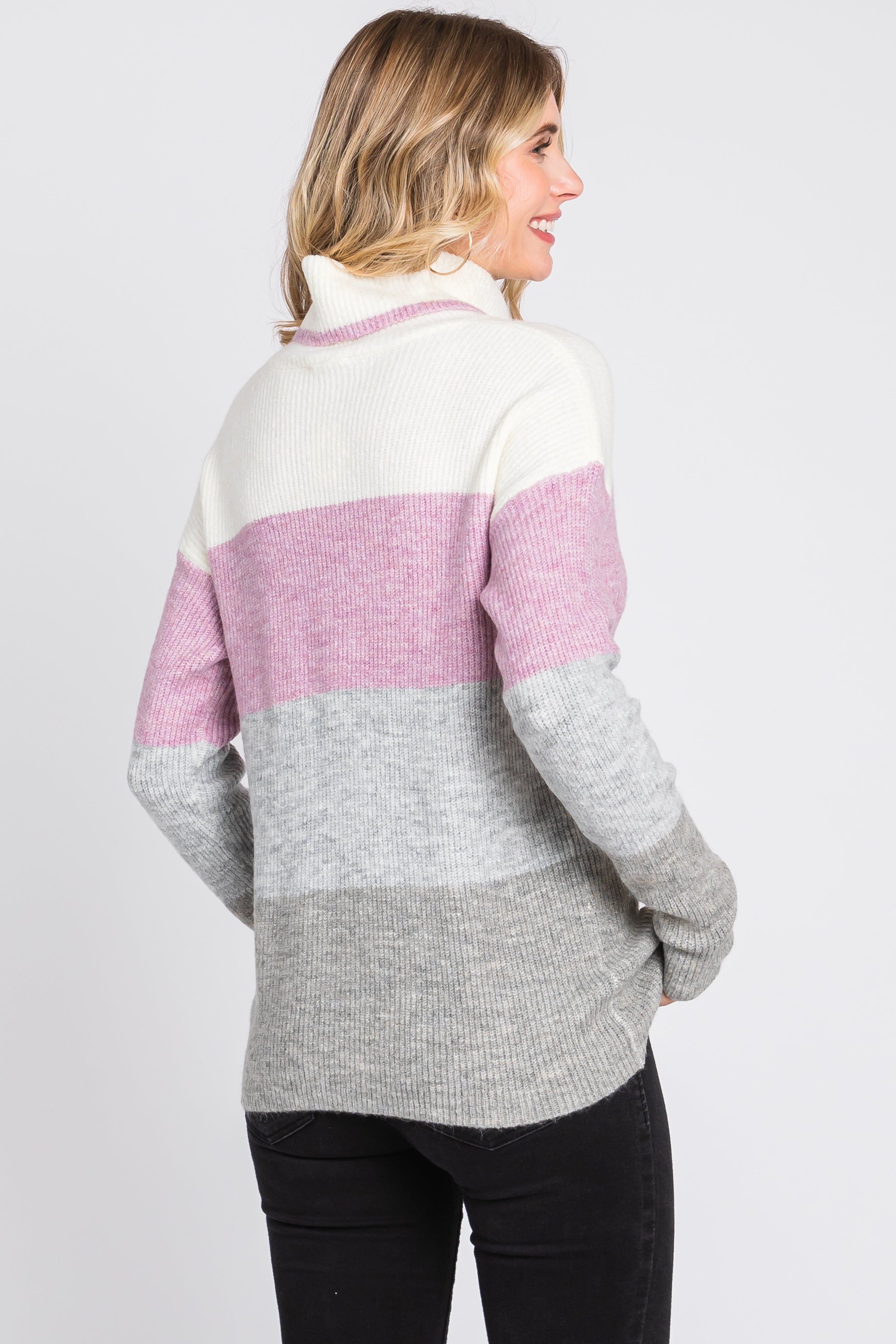Multi-Color Color Block Turtleneck Sweater sold by Pinkblush product image thumbnail 3