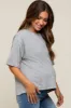 Heather Grey Basic Rolled Short Sleeve Maternity T-Shirt sold by Pinkblush
