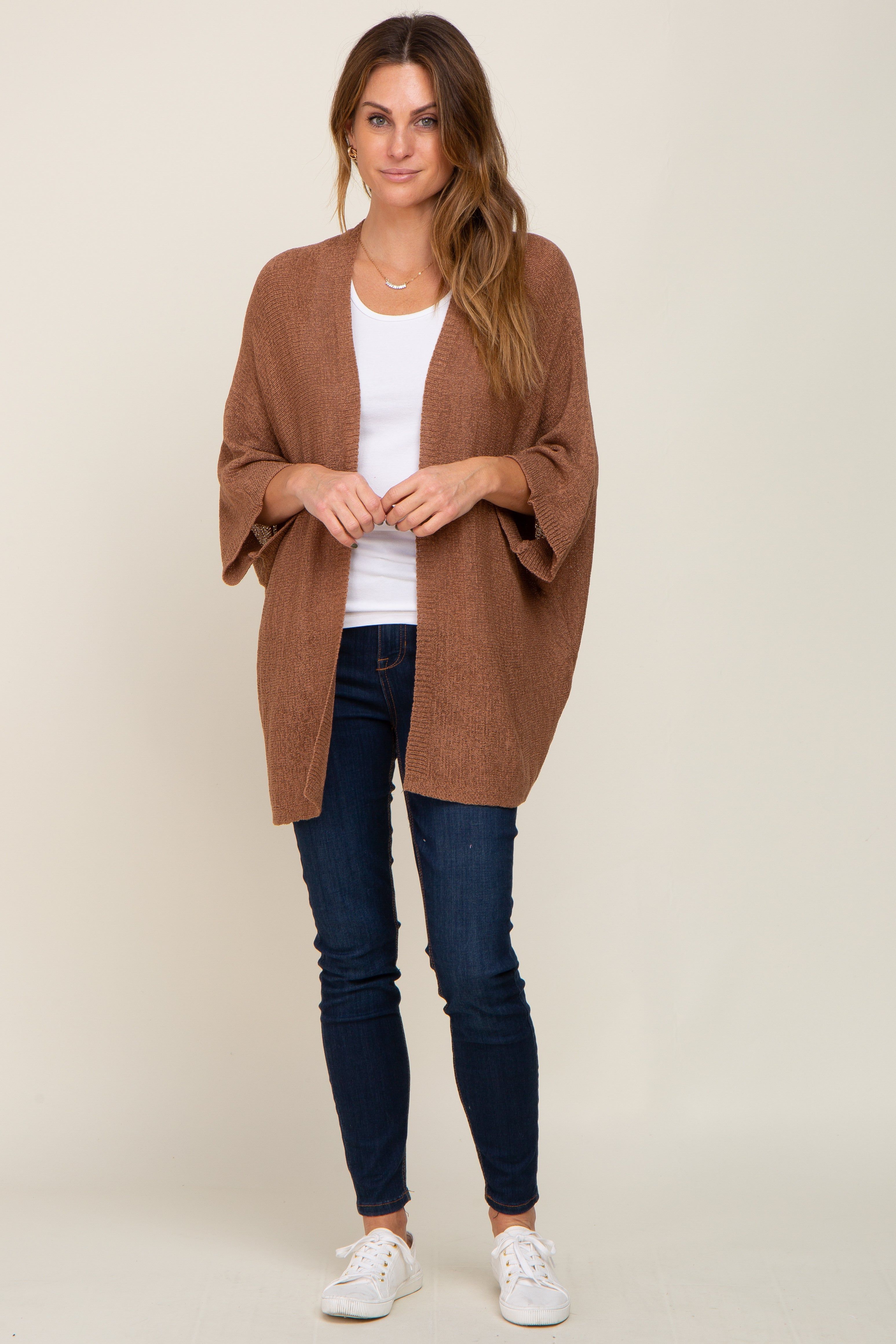 Mocha Dolman Short Sleeve Cardigan sold by Pinkblush product image thumbnail 4