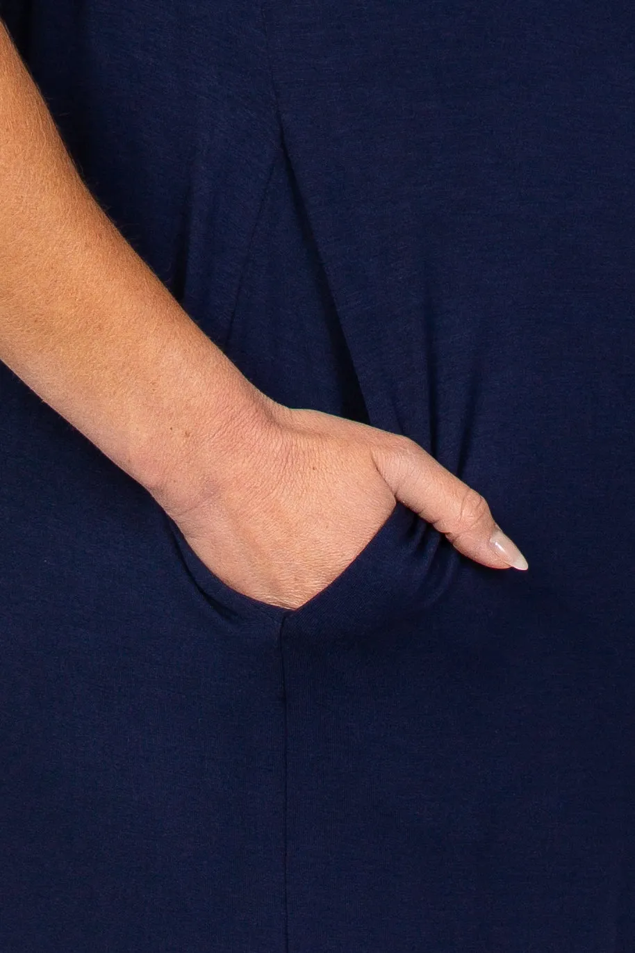 Navy Sleeveless Wide Leg Maternity Jumpsuit sold by Pinkblush product image thumbnail 4