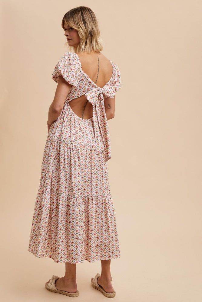 Coral Poppy Cotton Floral Sweetheart Maxi Dress sold by Pinkblush product image thumbnail 3