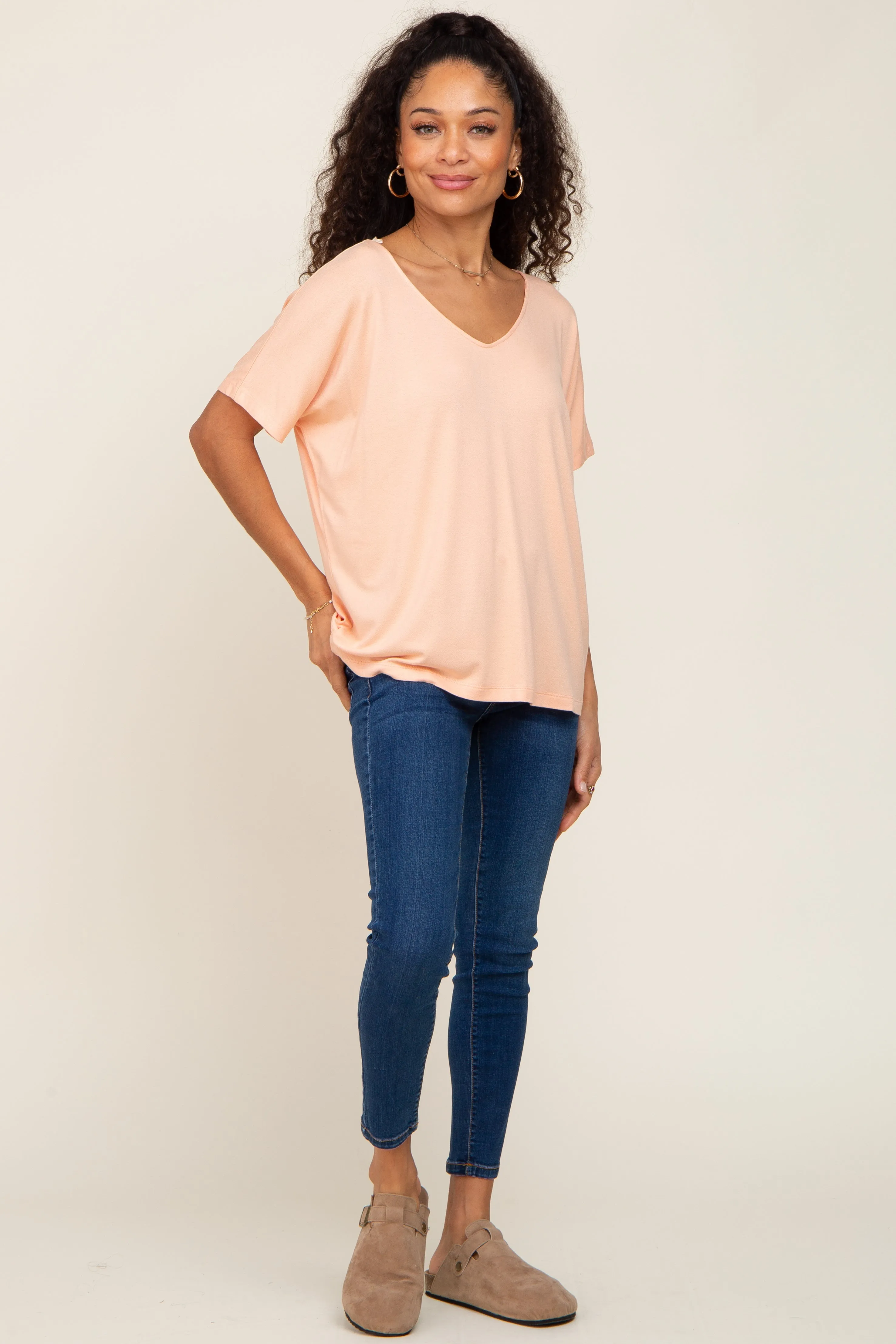 Peach V-Neck Dolman Sleeve Top sold by Pinkblush product image thumbnail 4