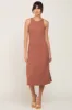 Rust Ribbed Sleeveless A-Line Midi Dress sold by Pinkblush