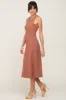 Rust Ribbed Sleeveless A-Line Midi Dress sold by Pinkblush