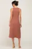 Rust Ribbed Sleeveless A-Line Midi Dress sold by Pinkblush