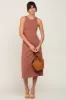 Rust Ribbed Sleeveless A-Line Midi Dress sold by Pinkblush
