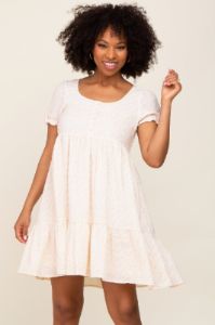 Cream Micro Floral Maternity Babydoll Dress sold by Pinkblush