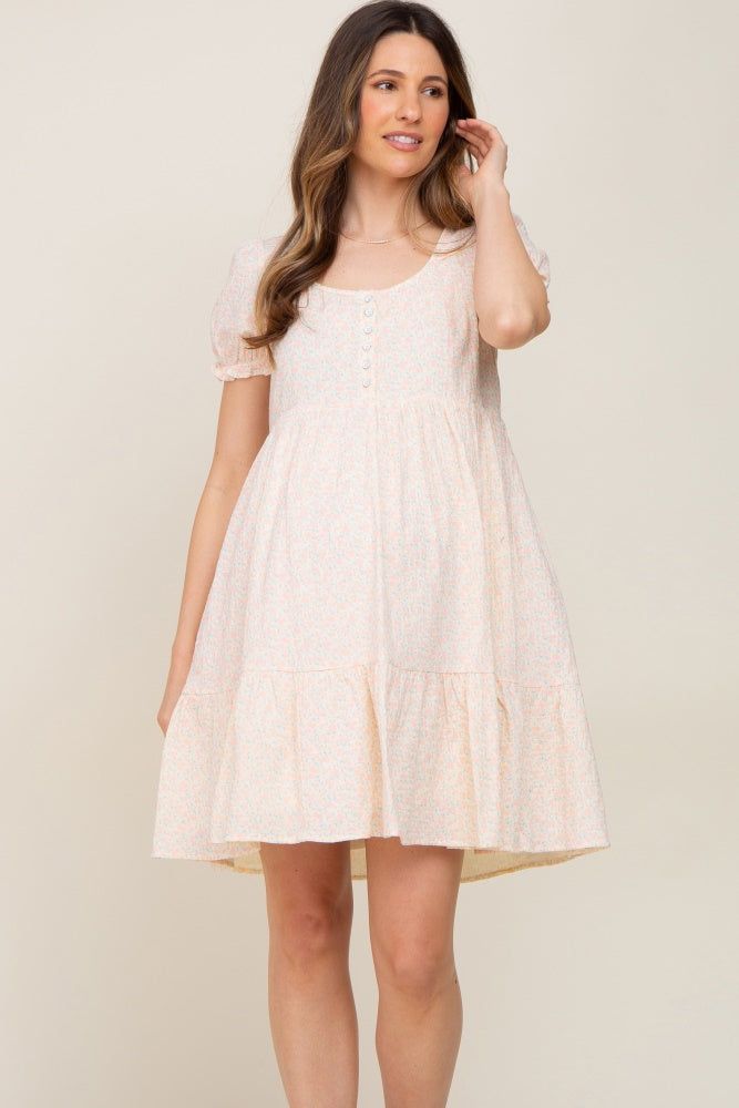 Cream Micro Floral Maternity Babydoll Dress sold by Pinkblush product image thumbnail 2
