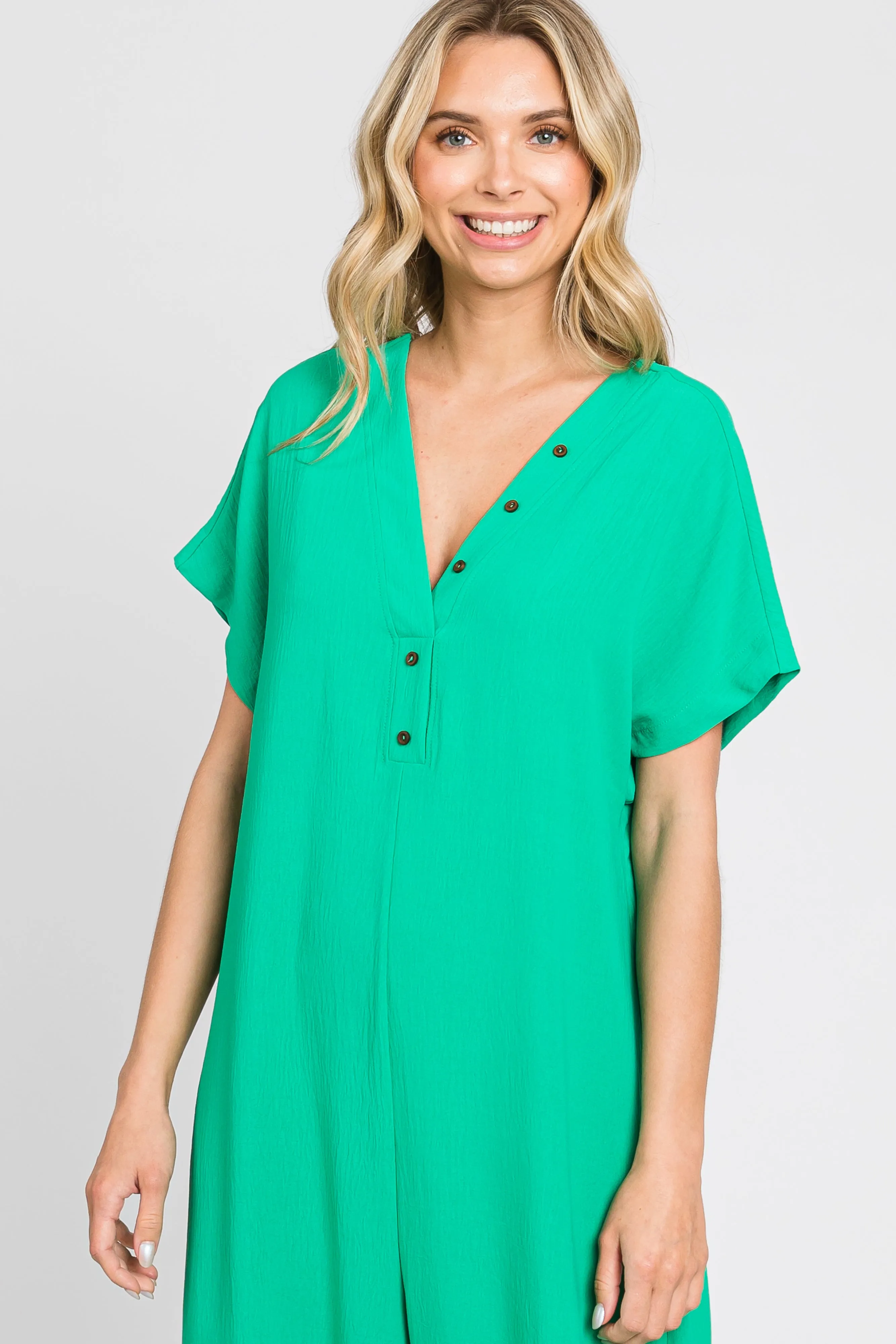 Green Front Button Accent Jumpsuit sold by Pinkblush product image thumbnail 4