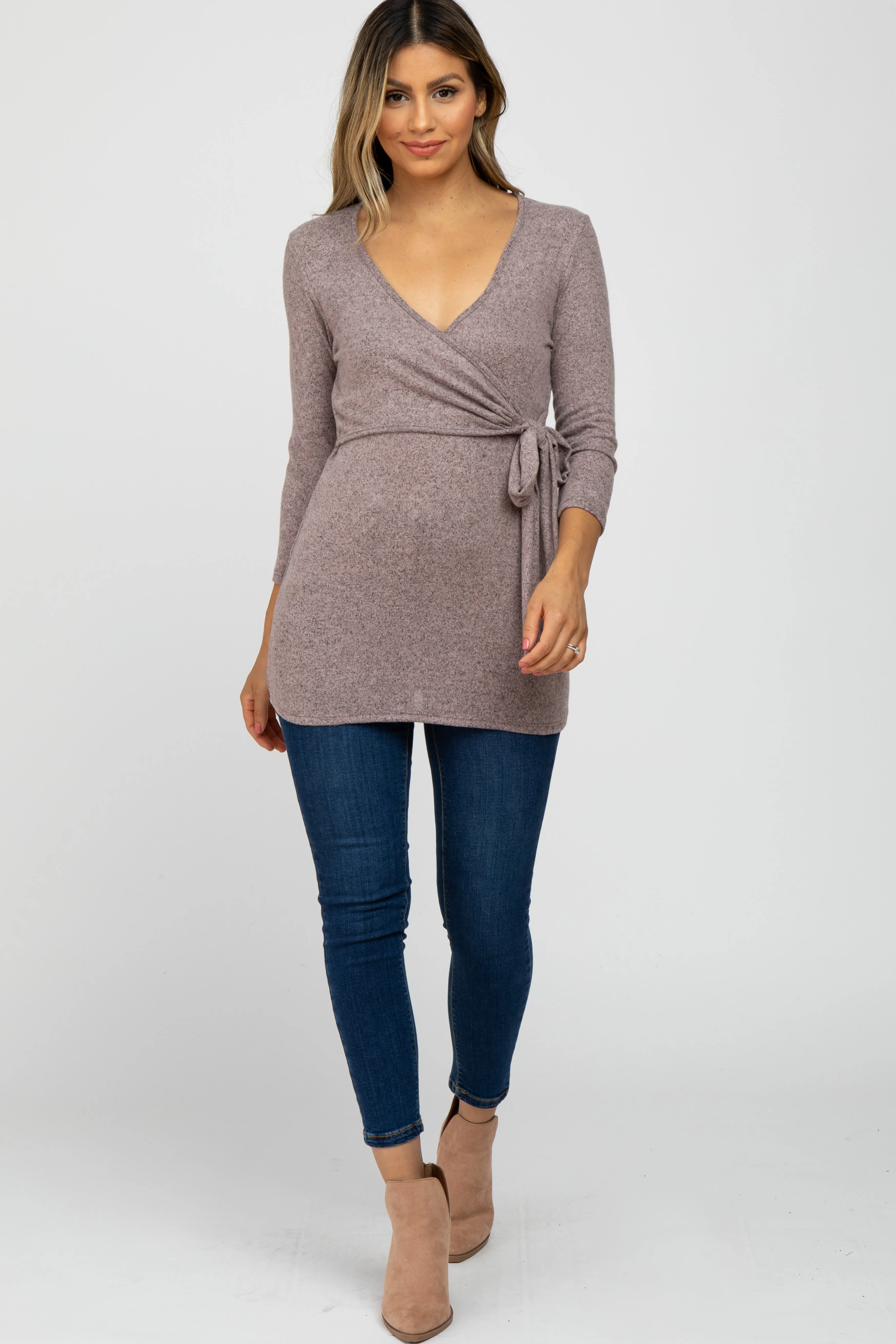 Pink Brushed Knit Wrap Top sold by Pinkblush product image thumbnail 2