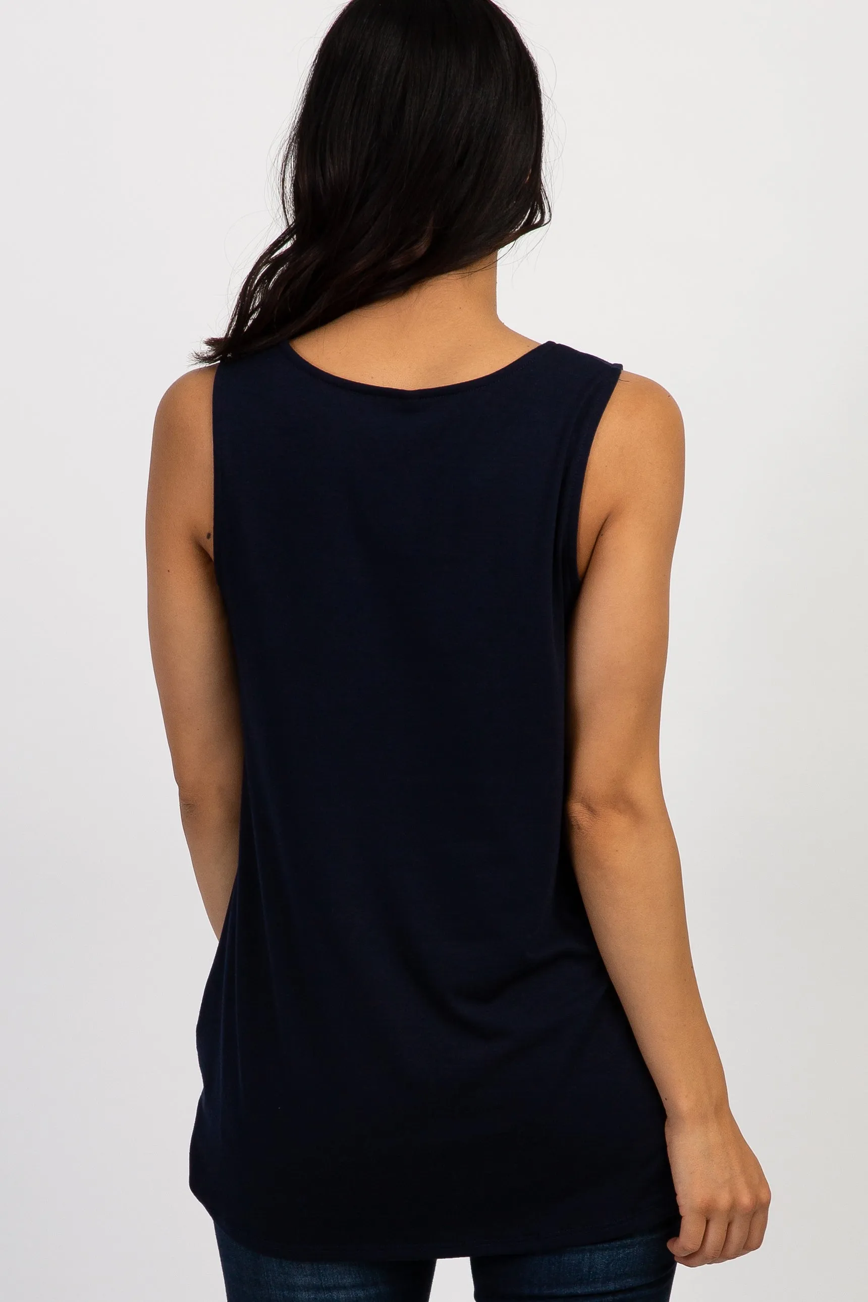 PinkBlush Navy Sleeveless Knot Top sold by Pinkblush product image thumbnail 3