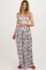 Charcoal Floral Sleeveless Tie Back Maternity Jumpsuit sold by Pinkblush