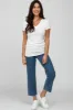 Ivory V-Neck Ruched Side Top sold by Pinkblush