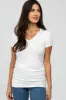 Ivory V-Neck Ruched Side Top sold by Pinkblush