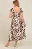 Brown Leaf Print Off Shoulder Smocked Maternity Midi Dress sold by Pinkblush