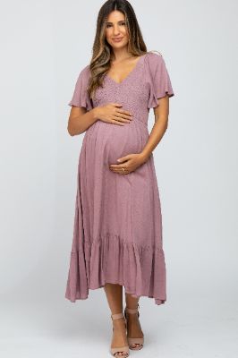 Mocha Turtleneck Puff Sleeve Maternity Sweater Dress sold by Pinkblush