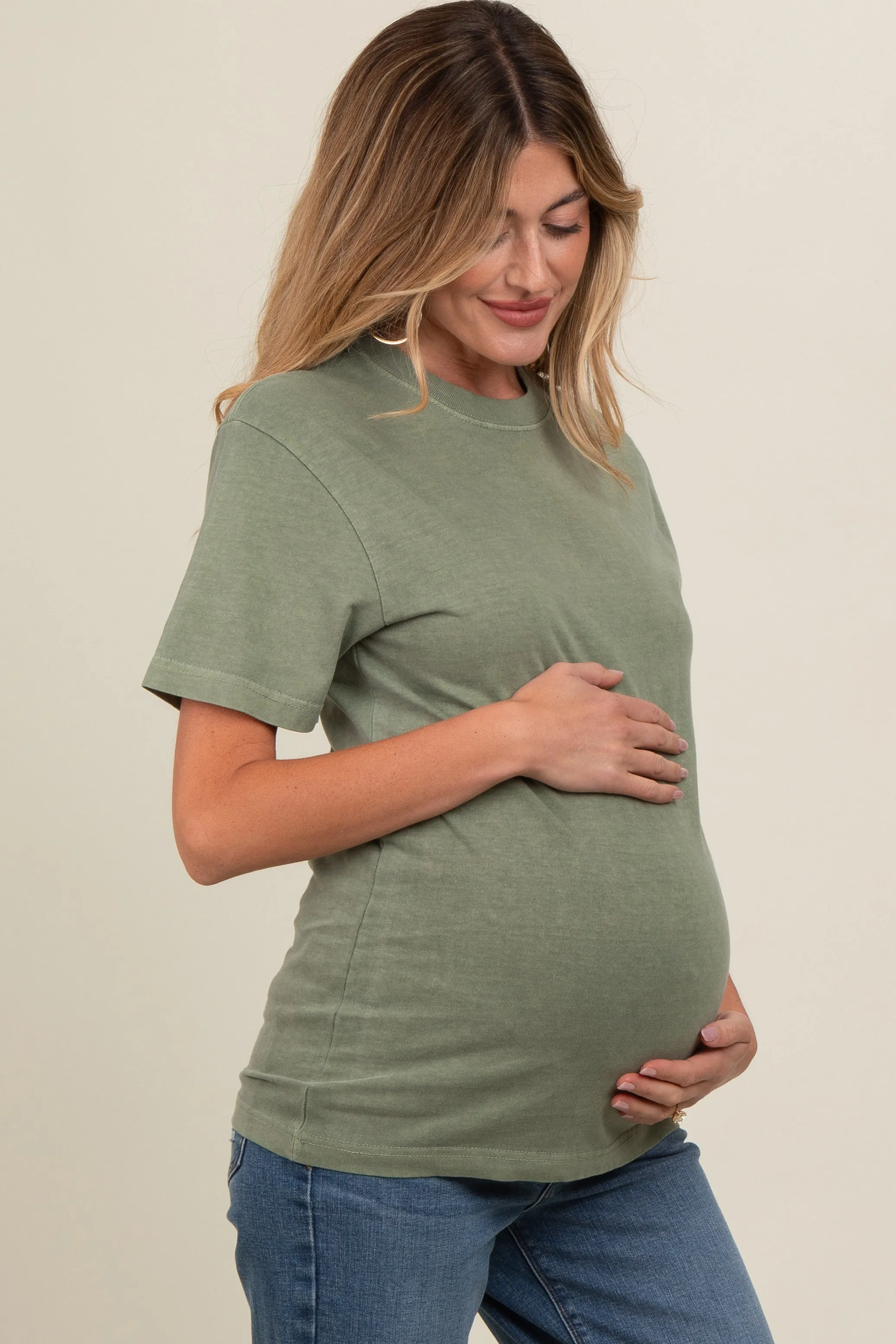 Olive Basic Maternity T-Shirt sold by Pinkblush product image thumbnail 3