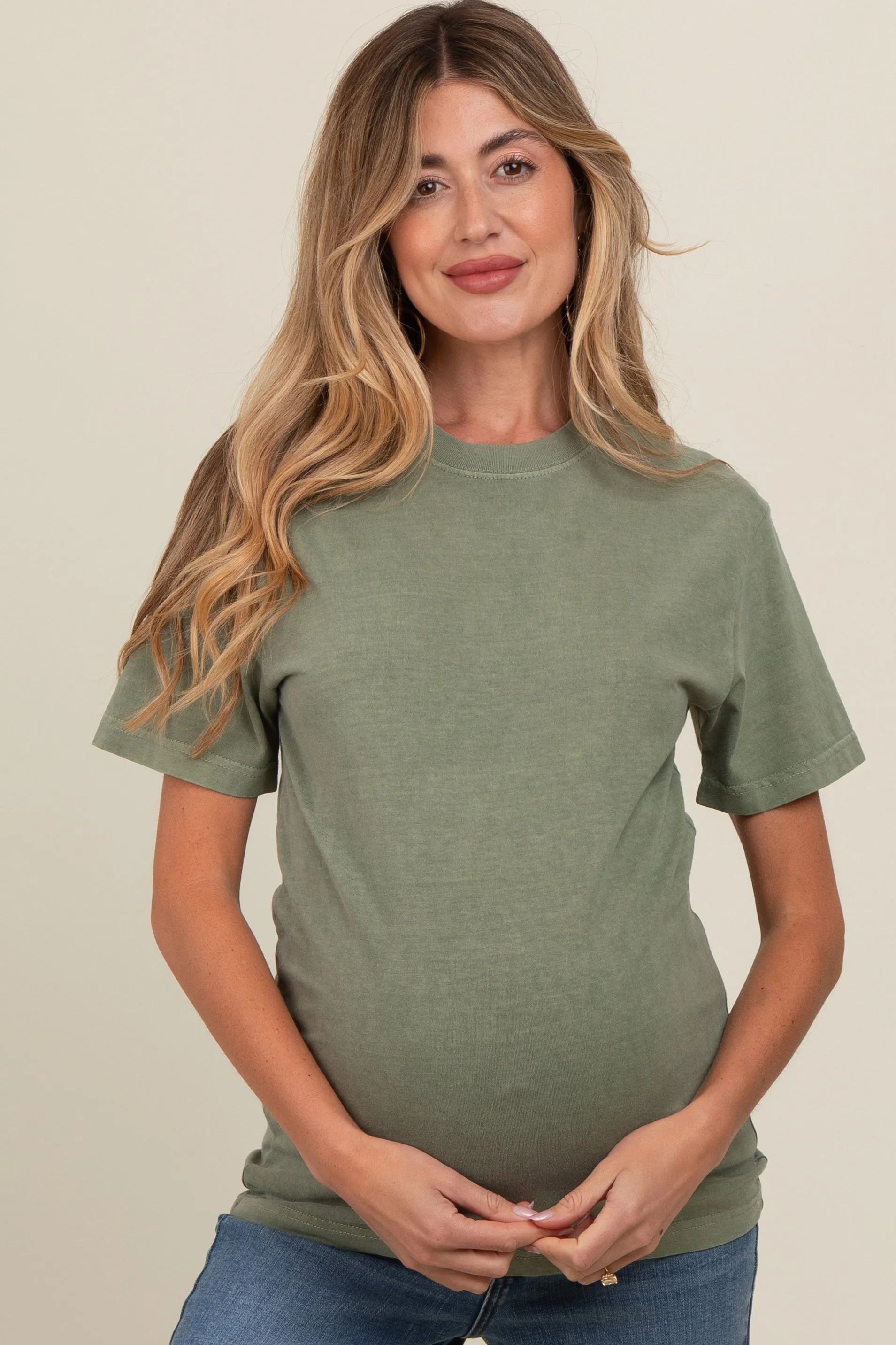 Olive Basic Maternity T-Shirt sold by Pinkblush