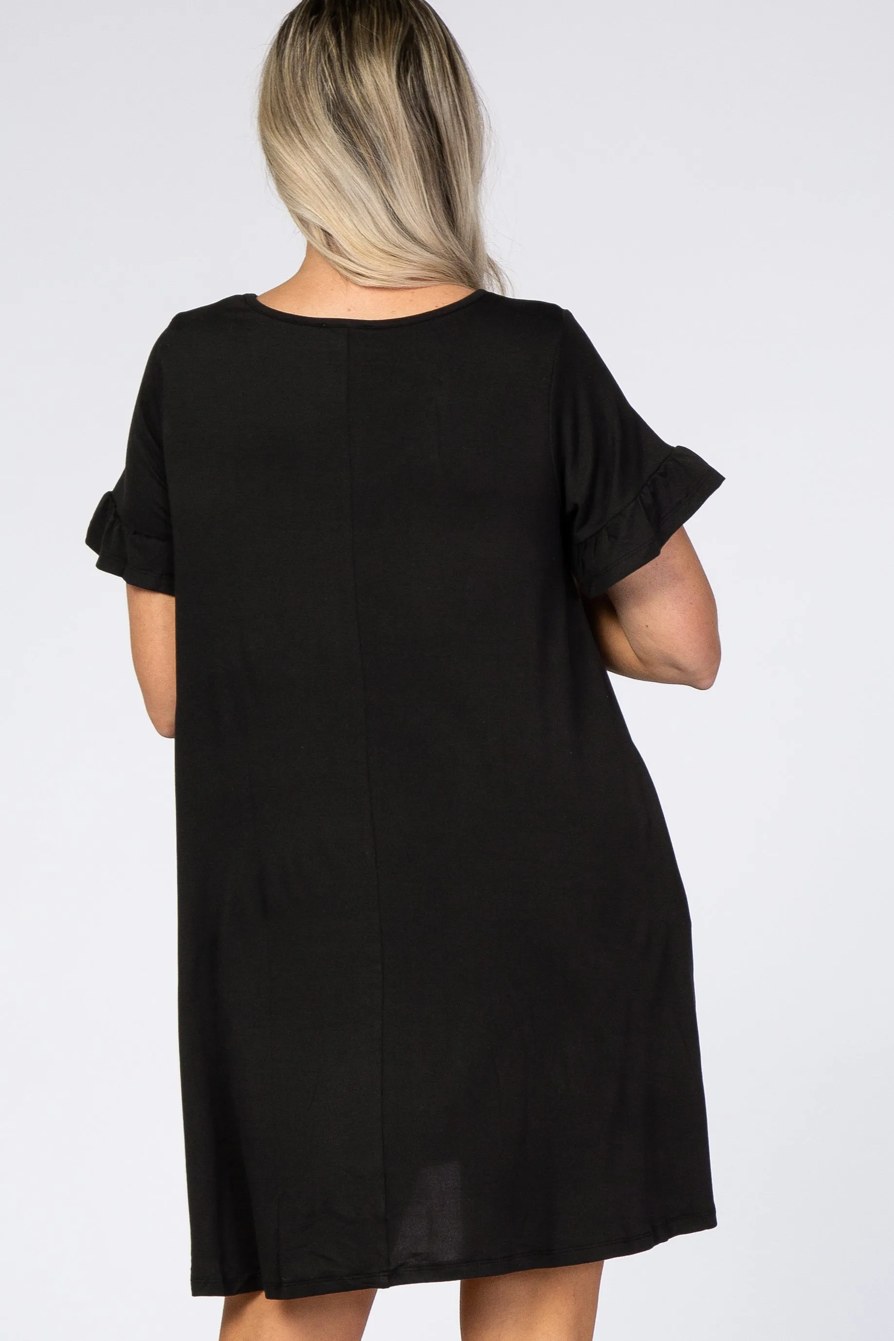Black Ruffle Sleeve Swing Maternity Dress sold by Pinkblush product image thumbnail 3