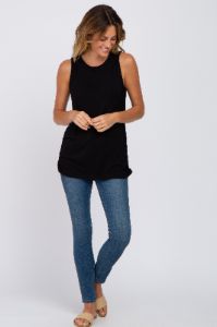 Black Sleeveless Ruched Top sold by Pinkblush