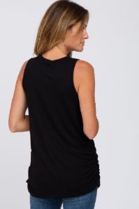 Black Sleeveless Ruched Top sold by Pinkblush