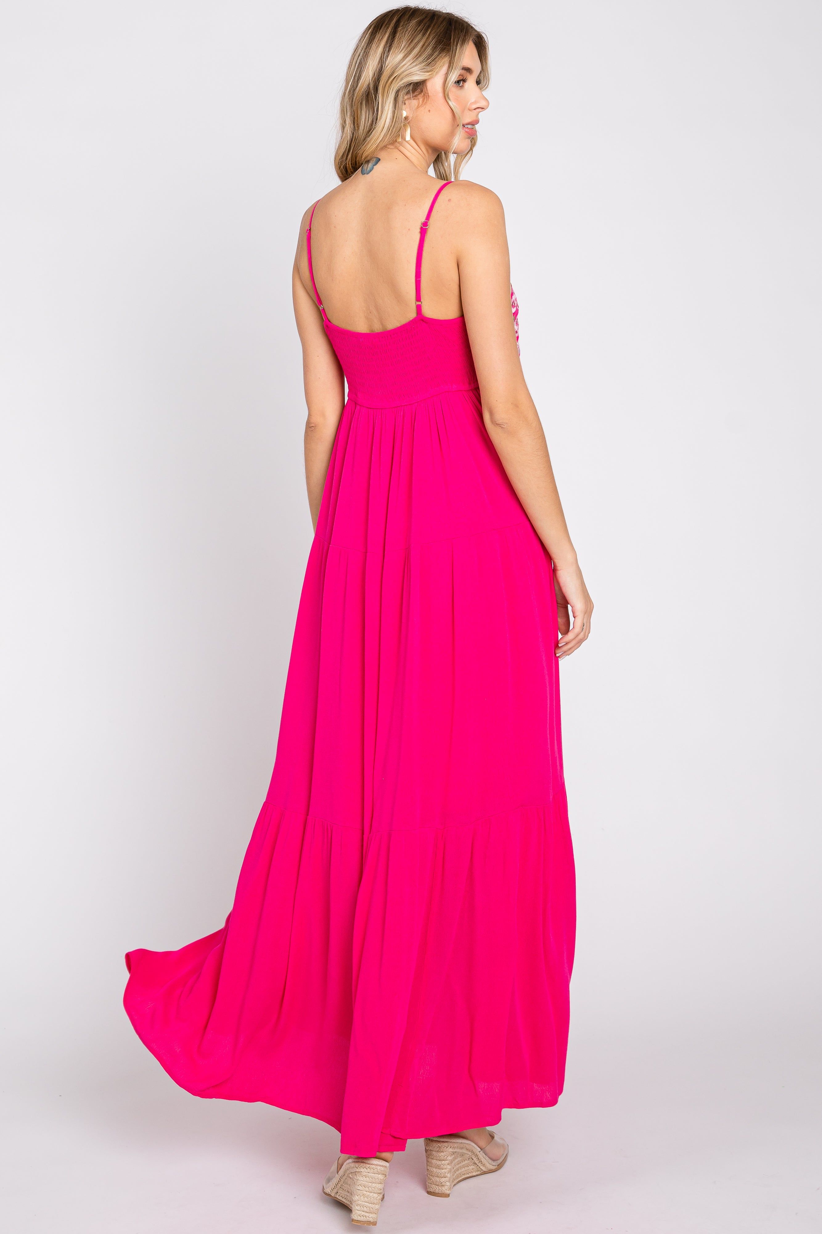 Magenta Floral Embroidery Maxi Dress sold by Pinkblush product image thumbnail 3