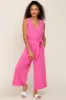 Pink Sleeveless Button Front Cropped Jumpsuit sold by Pinkblush
