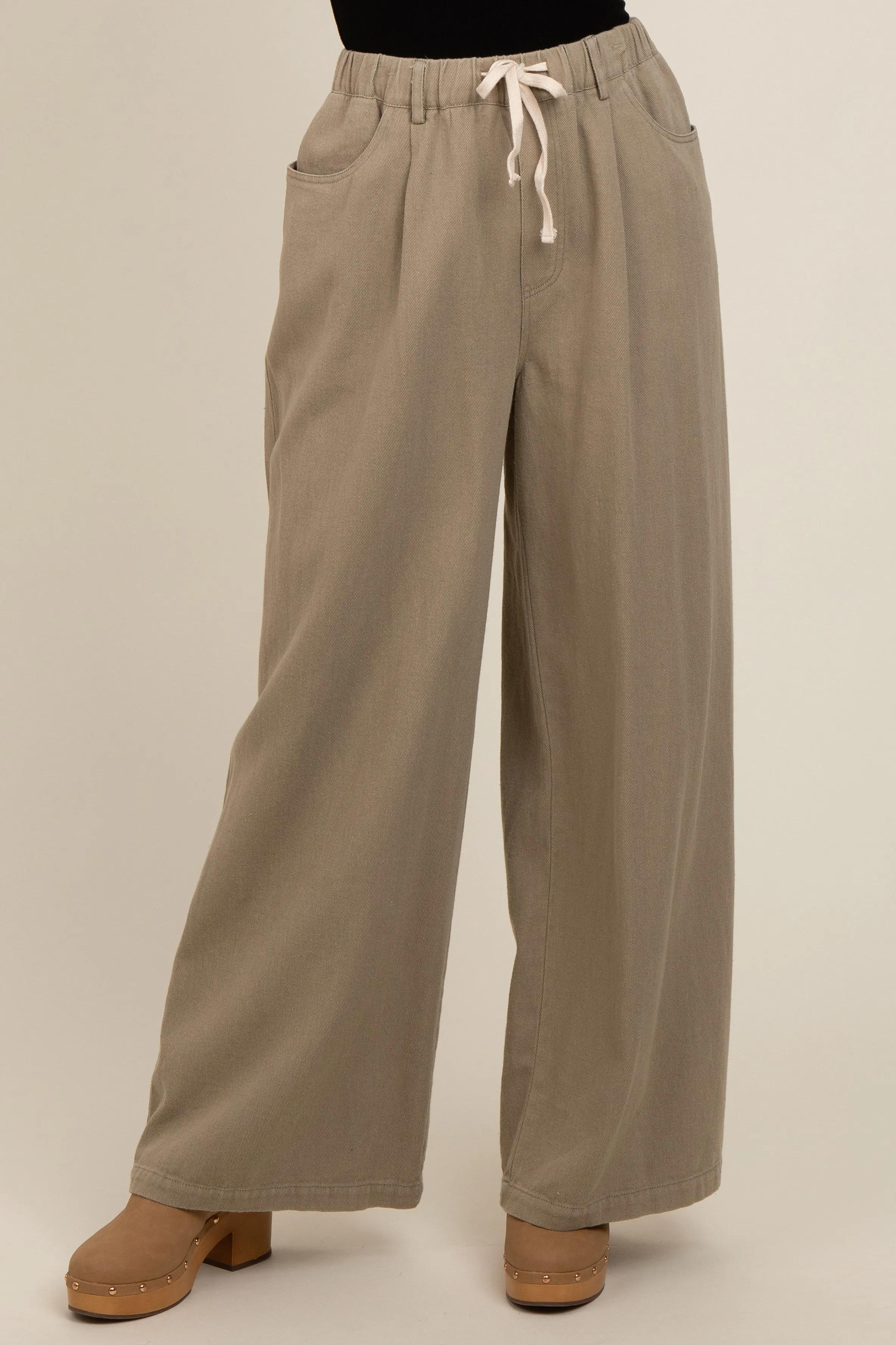 Olive Drawstring Wide Leg Pants sold by Pinkblush product image thumbnail 2