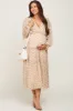 Cream Floral Ruffle Tiered Maternity Midi Dress sold by Pinkblush