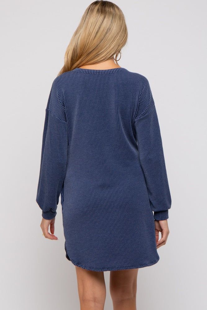 Navy Rib Knit Long Sleeve Maternity Dress sold by Pinkblush product image thumbnail 5