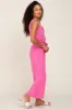 Pink Sleeveless Button Front Cropped Jumpsuit sold by Pinkblush