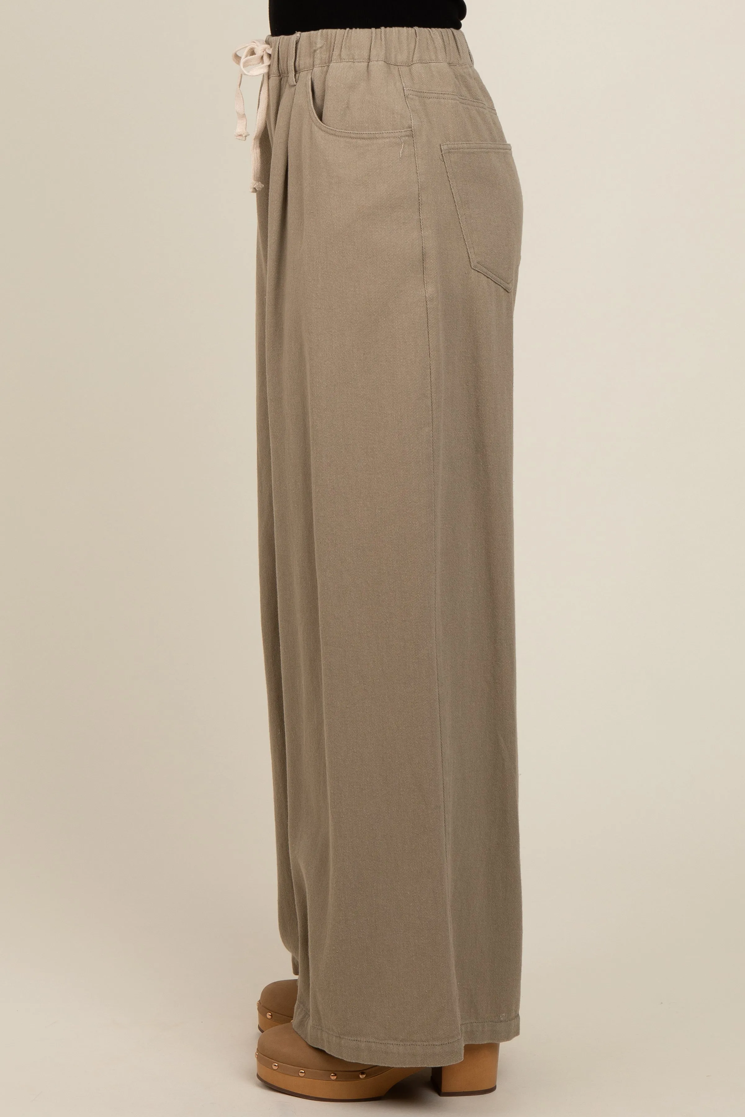 Olive Drawstring Wide Leg Pants sold by Pinkblush product image thumbnail 3