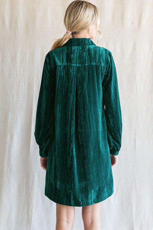 Teal Velour Button Up Dress sold by Pinkblush product image thumbnail 2