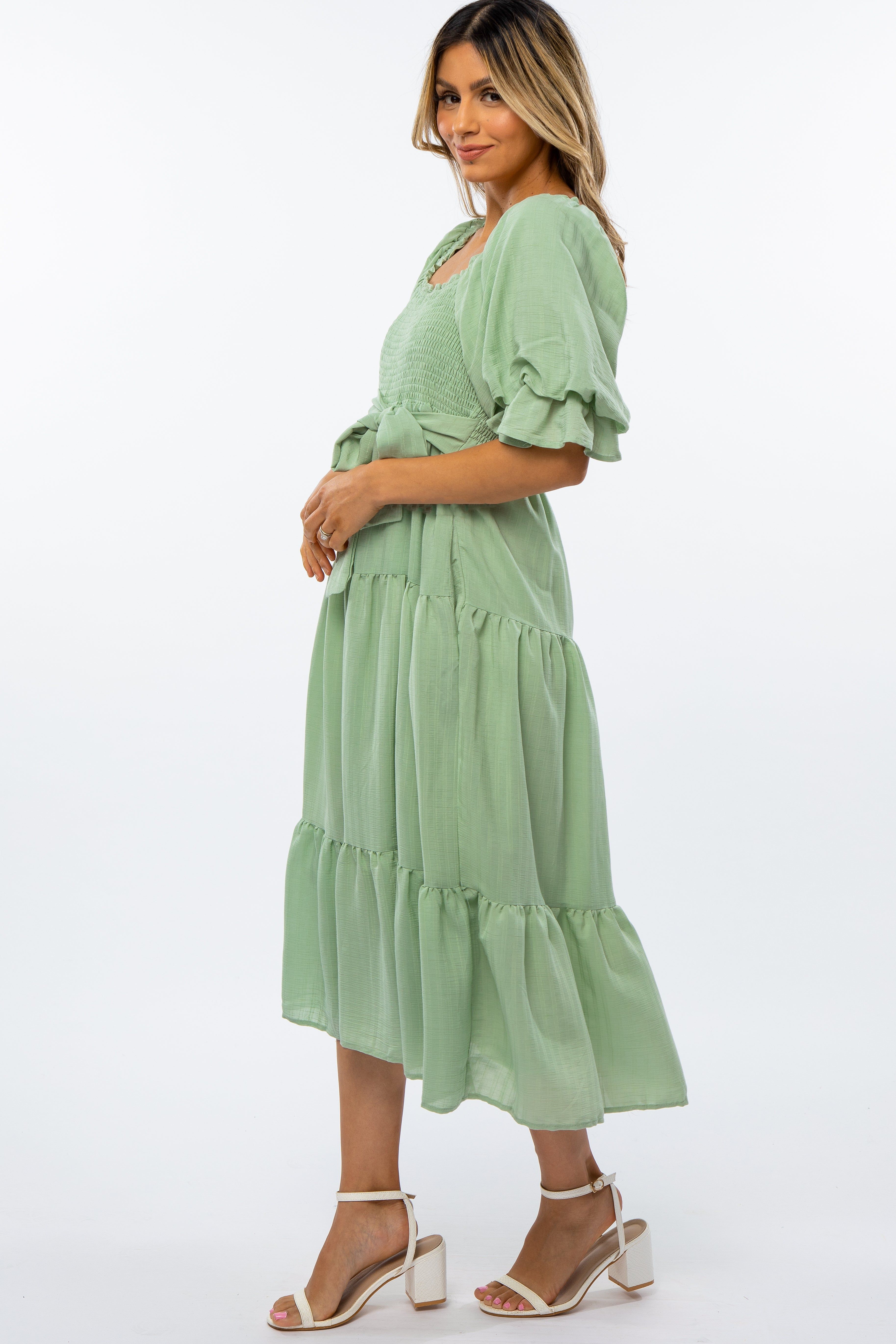 Mint Green Smocked Tiered Dress sold by Pinkblush product image thumbnail 2
