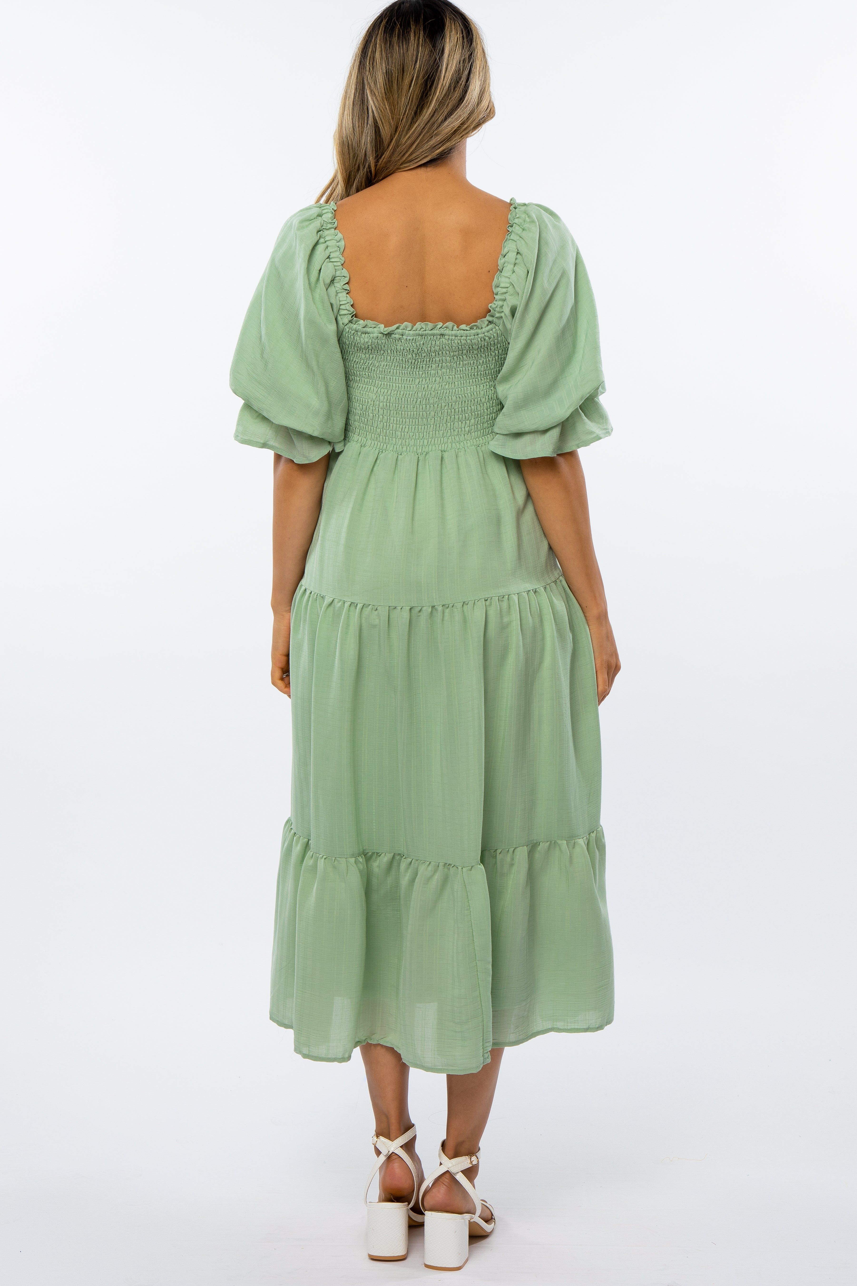 Mint Green Smocked Tiered Dress sold by Pinkblush product image thumbnail 3