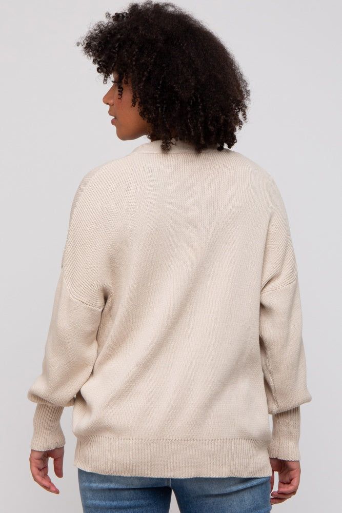 Beige Basic Ribbed Cardigan Sweater sold by Pinkblush product image thumbnail 3