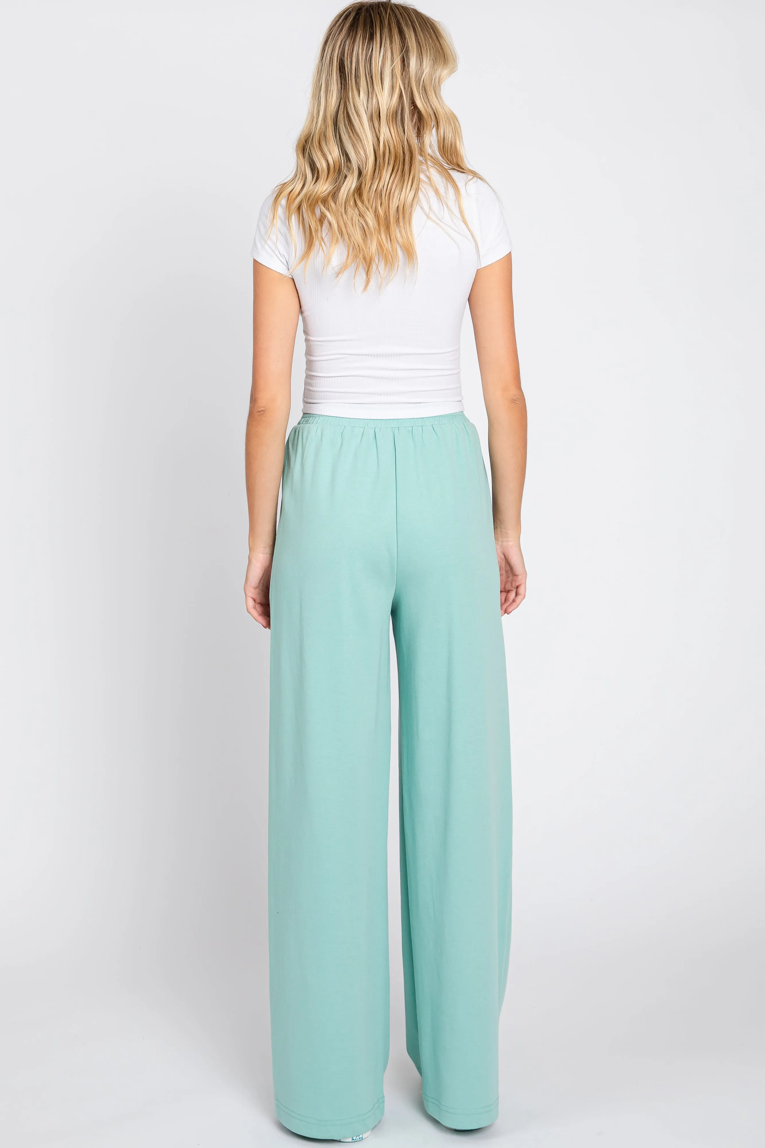 Mint Green Basic Wide Leg Lounge Pants sold by Pinkblush product image thumbnail 3