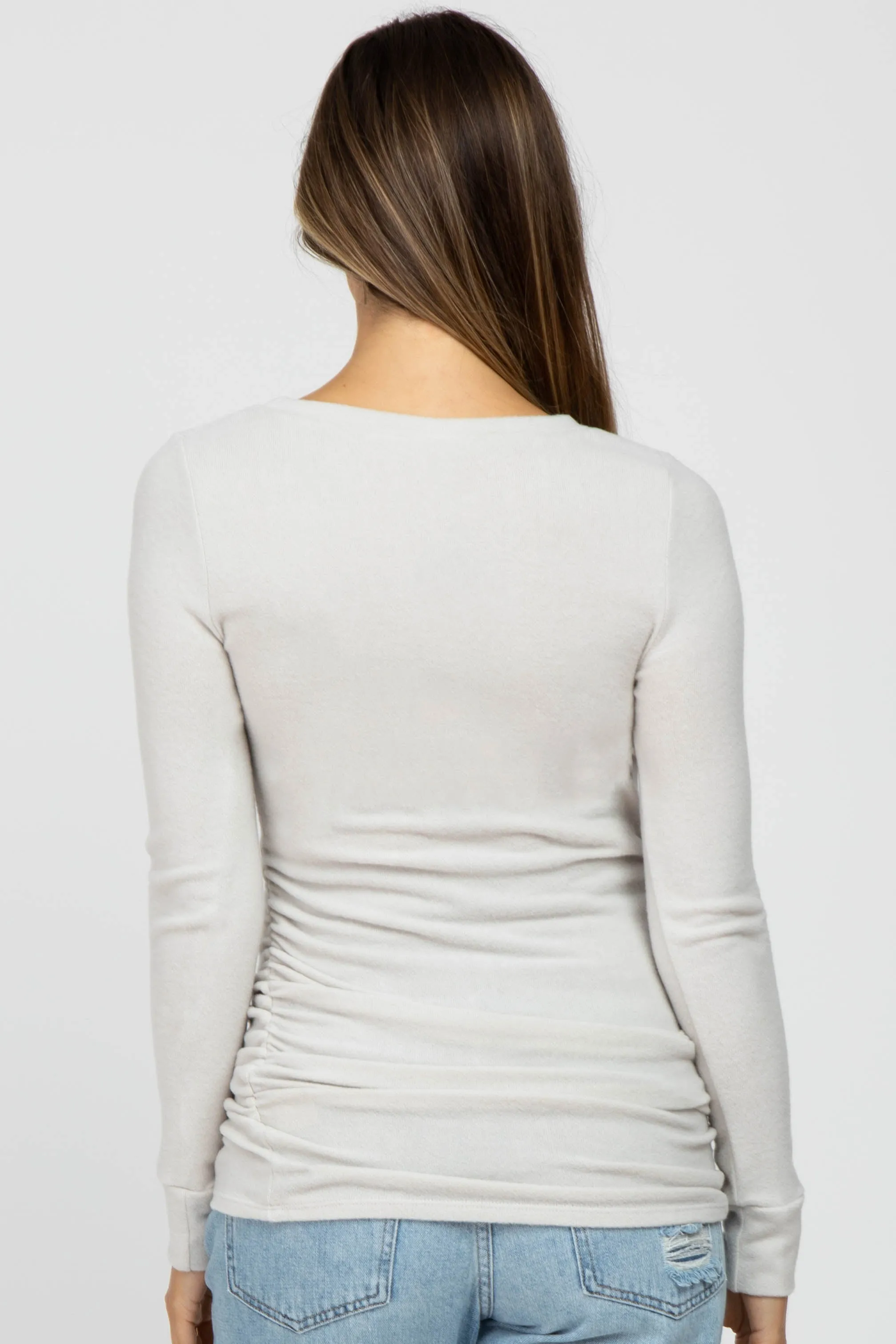 Cream Soft Knit Ruched Maternity Top sold by Pinkblush product image thumbnail 3