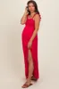 Red Ruffle Strap Maternity Maxi Dress sold by Pinkblush