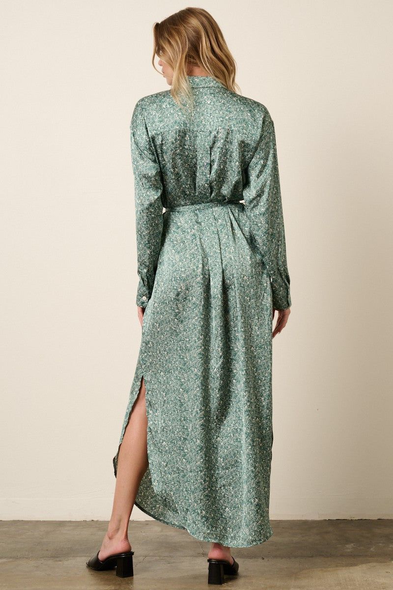 Green Abstract Print Maxi Shirt Dress sold by Pinkblush product image thumbnail 3