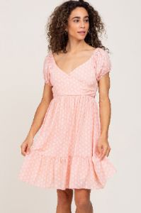Pink Floral Wrap Puff Sleeve Maternity Dress sold by Pinkblush