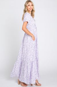Lavender Floral Cinched Bust Maxi Dress sold by Pinkblush