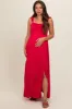 Red Ruffle Strap Maternity Maxi Dress sold by Pinkblush