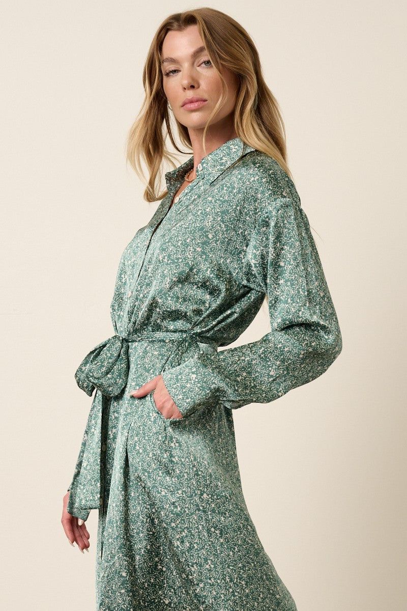 Green Abstract Print Maxi Shirt Dress sold by Pinkblush product image thumbnail 4