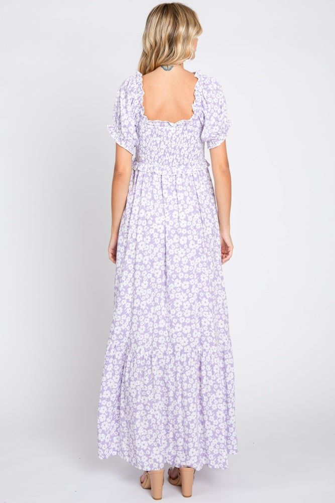 Lavender Floral Cinched Bust Maxi Dress sold by Pinkblush product image thumbnail 3