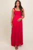 Red Ruffle Strap Maternity Maxi Dress sold by Pinkblush