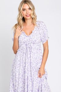 Lavender Floral Cinched Bust Maxi Dress sold by Pinkblush