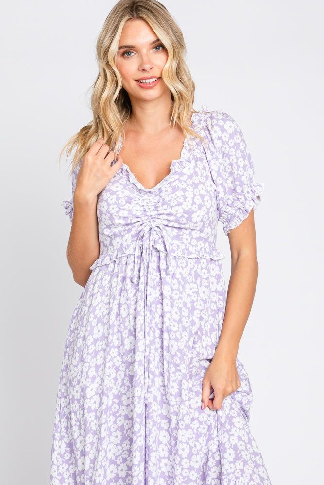 Lavender Floral Cinched Bust Maxi Dress sold by Pinkblush product image thumbnail 4